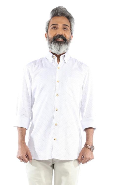 White Printed Full Sleeve Shirt