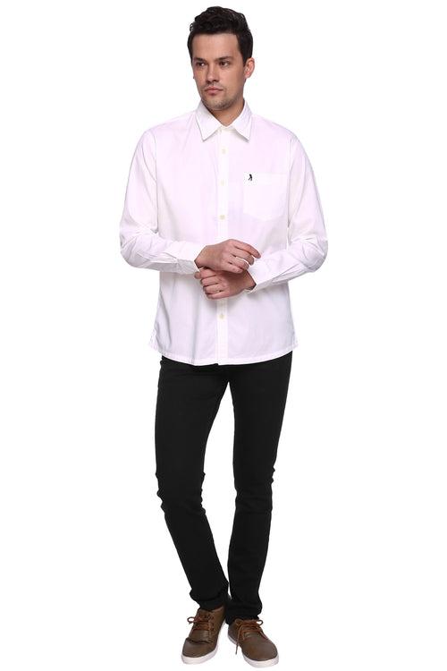 White Essential Twill Cotton Full Sleeve Shirt