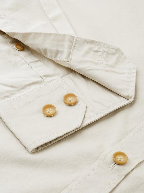 Cream Solid Full Sleeve Shirt