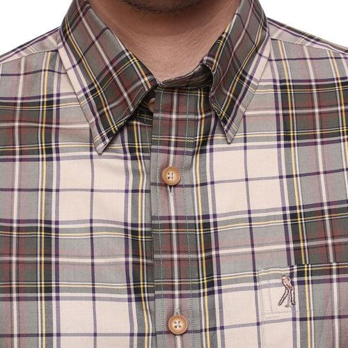 Earthy Plaid Jewel Twill Full Sleeve Shirt