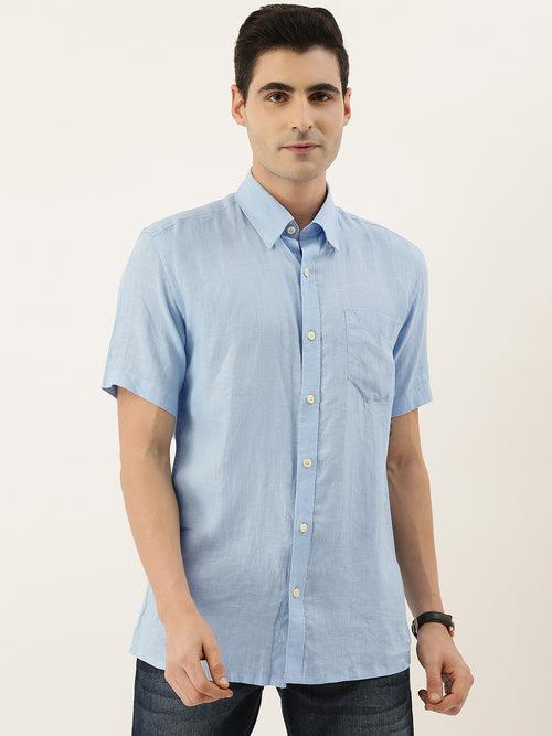 Sky Blue Half Sleeve Linen Shirt