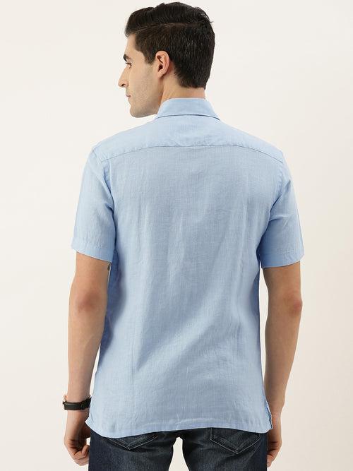 Sky Blue Half Sleeve Linen Shirt