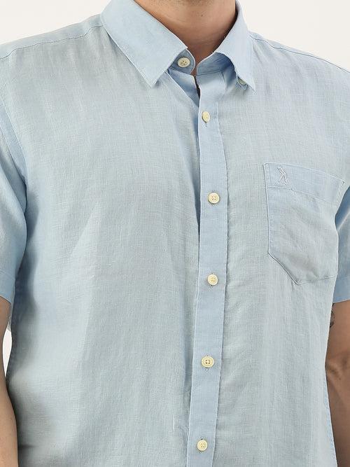 Sky Blue Half Sleeve Linen Shirt