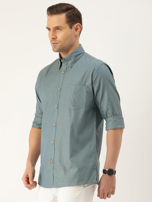 Blue Solid Full Sleeve Shirt