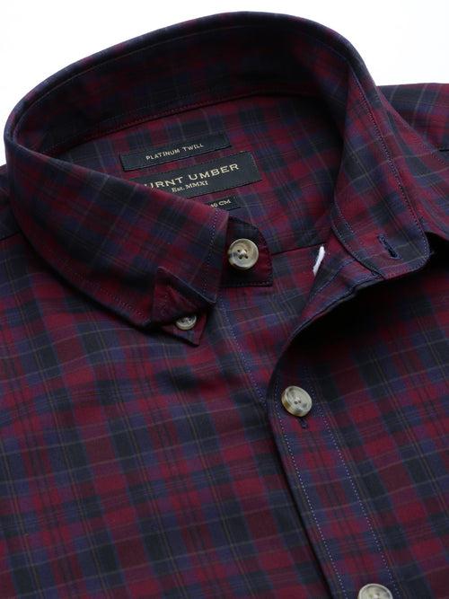 Maroon & Blue Checked Full Sleeve Shirt