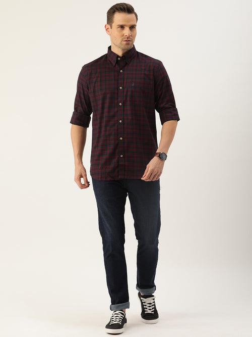 Maroon & Blue Checked Full Sleeve Shirt