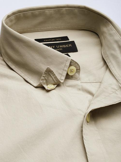 Beige Solid Full Sleeve Shirt
