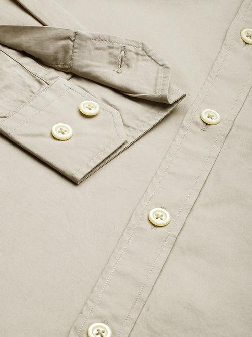 Beige Solid Full Sleeve Shirt