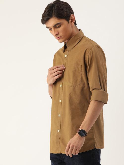 Mustard Yellow Solid Full Sleeve Shirt