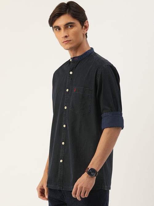 Black Solid Full Sleeve Shirt