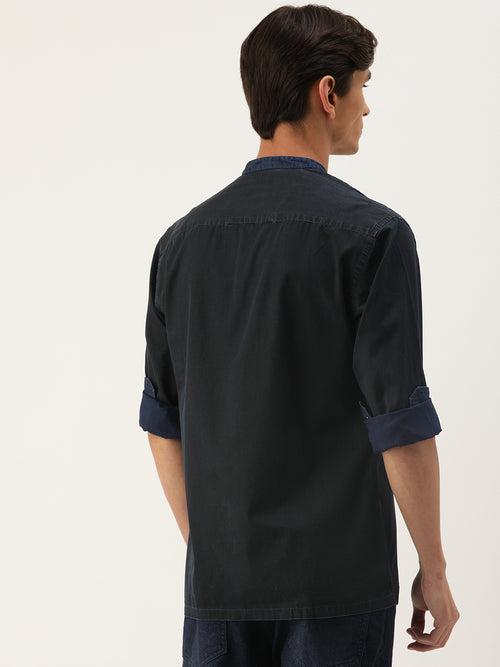 Black Solid Full Sleeve Shirt