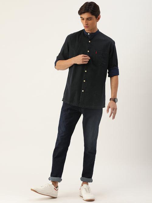 Black Solid Full Sleeve Shirt