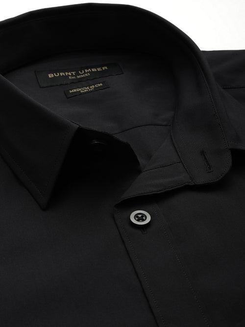 Black Pure Cotton Standard Slim Fit Casual Shirt
