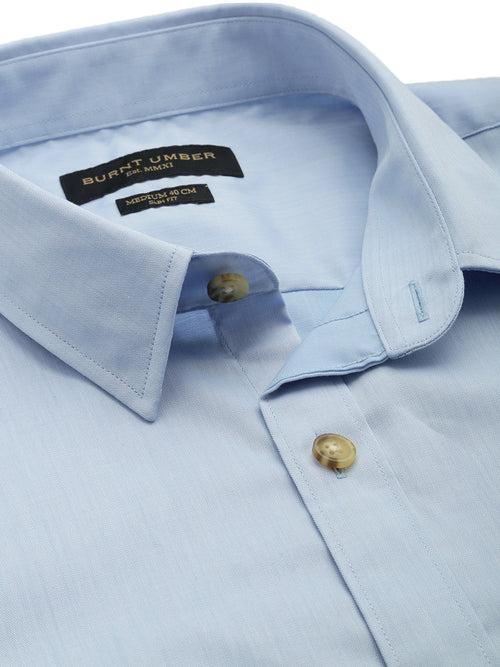 Blue Pure Cotton Slim Fit Casual Shirt