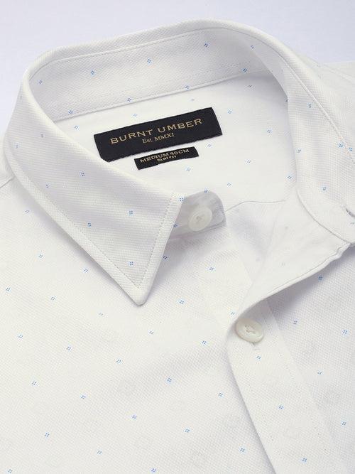 White Printed Regular Fit Casual Shirt