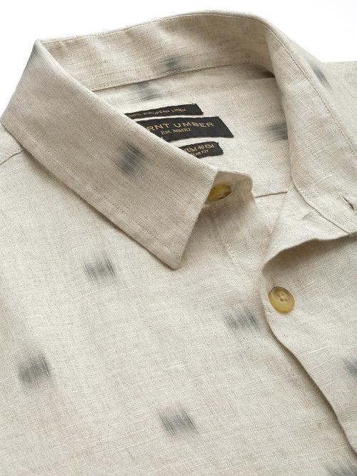 Beige Linen Regular Fit Shirt