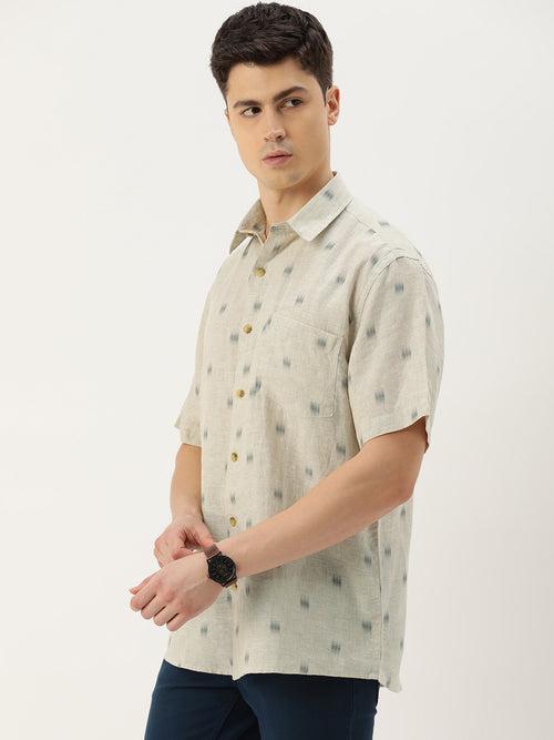 Beige Linen Regular Fit Shirt