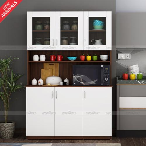 Bristo Crockery Unit- Walnut & Frosty White