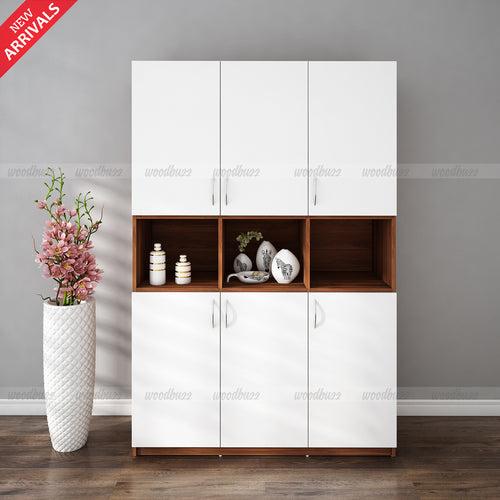 Harmony Crockery Unit - Walnut & Frosty White