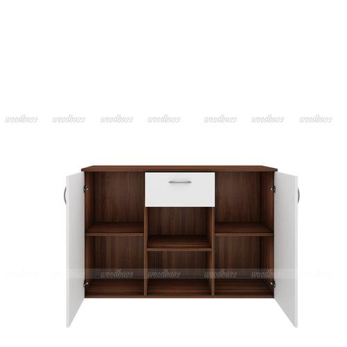 Kyrss Crockery Unit- Walnut & Frosty White