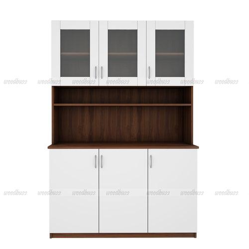 Bristo Crockery Unit- Walnut & Frosty White