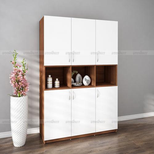 Harmony Crockery Unit - Walnut & Frosty White