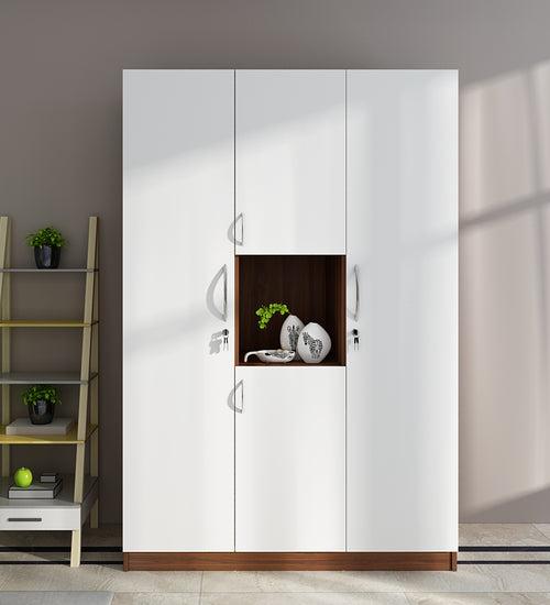 Castle 4 Door Wardrobe, Walnut & Frosty White