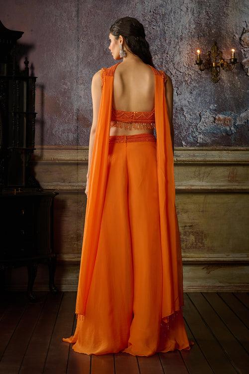 ORANGE SHARARA PANT SET