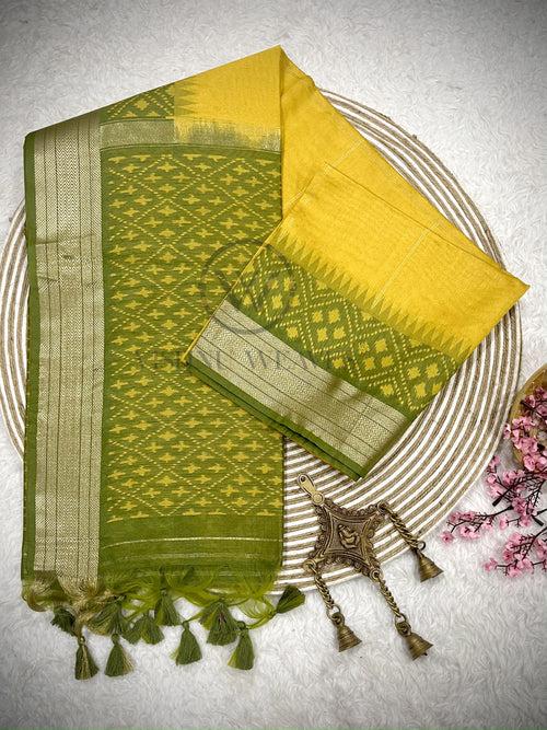 Golden Yellow Premium Raw Silk Saree