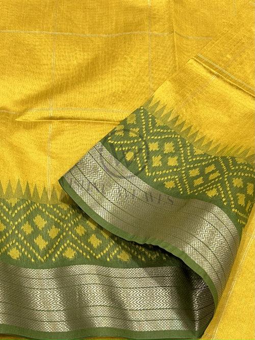 Golden Yellow Premium Raw Silk Saree