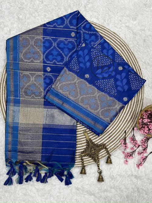 Royal Blue Premium Raw Silk Saree