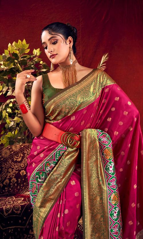 Claret Wine Woven Paithani Silk Saree