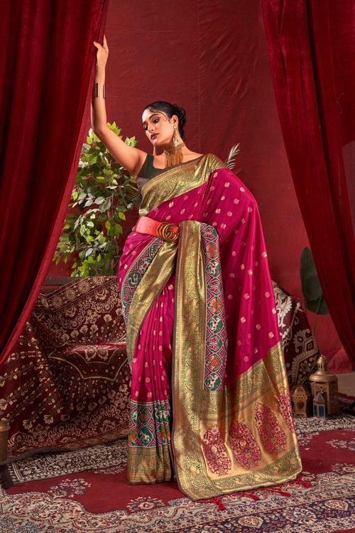 Claret Wine Woven Paithani Silk Saree