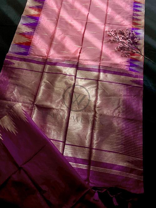 Rouge Pink Premium Raw Silk Saree