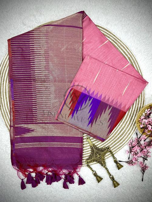 Rouge Pink Premium Raw Silk Saree