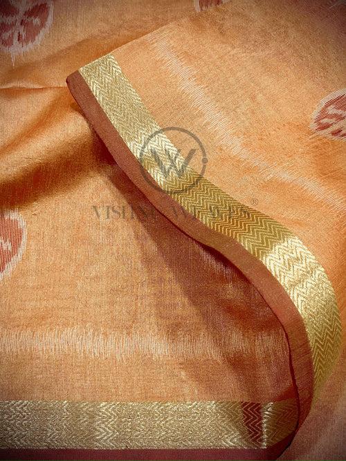 Neon Orange Premium Raw Silk Saree