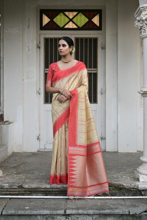 Hunny Chiku Linen Raw Silk Saree