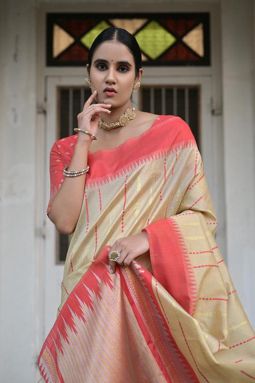 Hunny Chiku Linen Raw Silk Saree