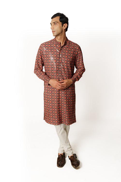 AUBERGINE PRINTED KURTA SET