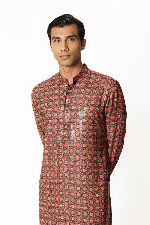 AUBERGINE PRINTED KURTA SET