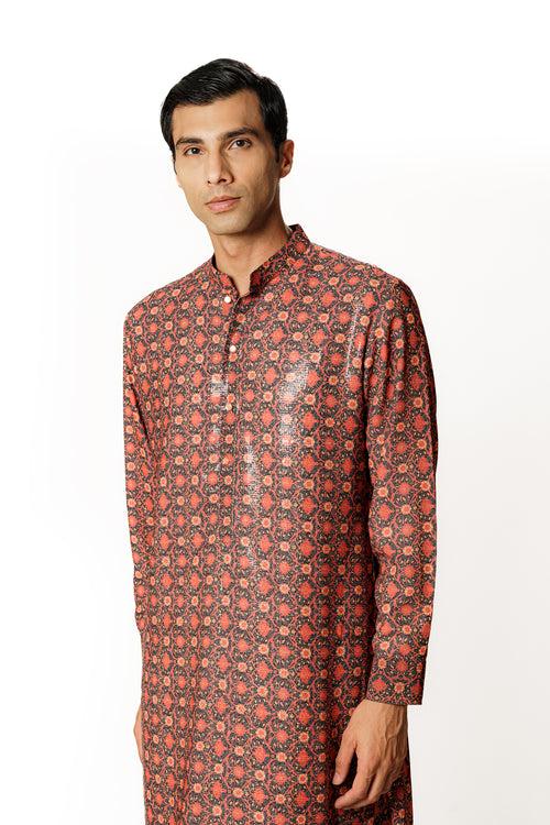 AUBERGINE PRINTED KURTA SET