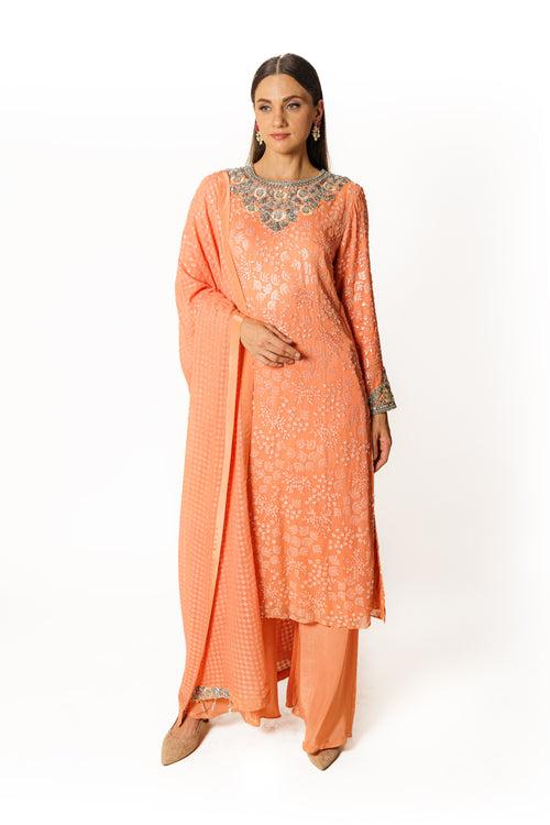 Ayat peach kurta set