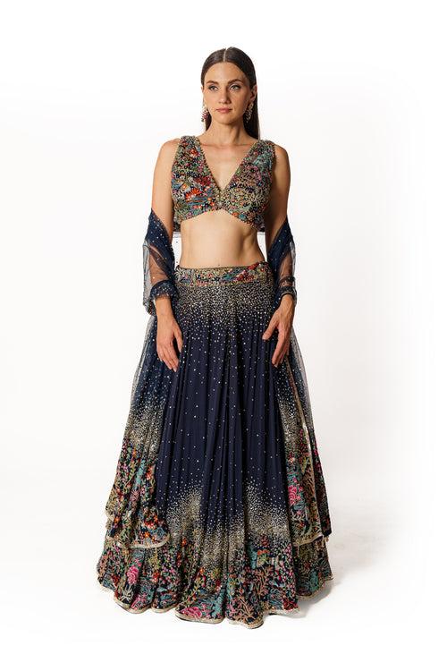 Nadia blue lehenga set