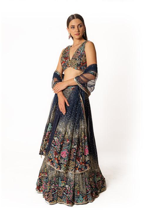 Nadia blue lehenga set