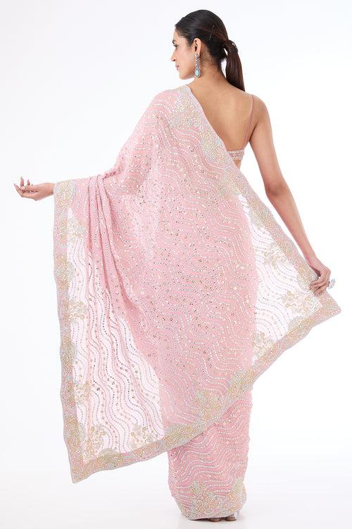 Zaynab pink sari set