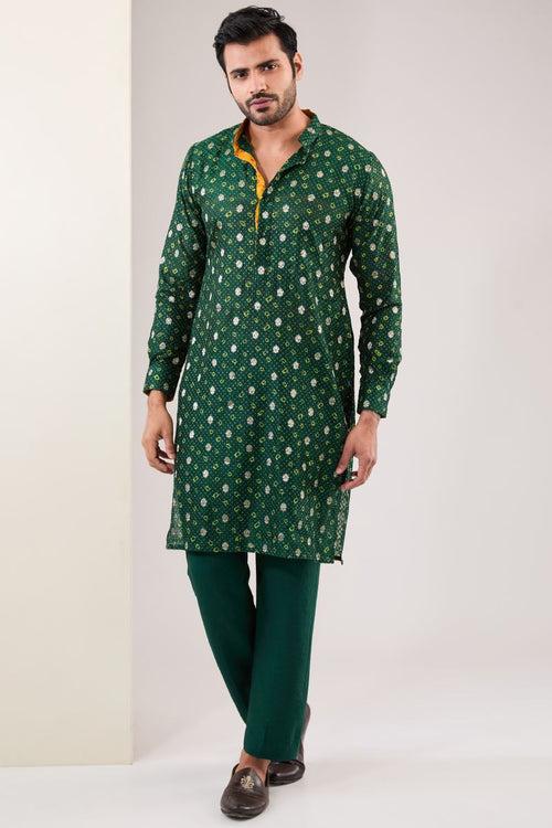 EMERALD GREEN KURTA WITH PANTS