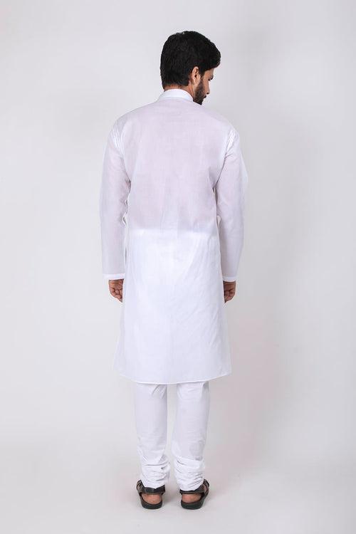 Cotton White Color  Lucknow Chikan Emporium  Gents Hand Chikankari Kurta