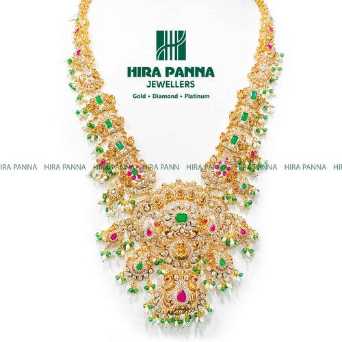 Swarovski 3D Lakshmi Devi Emerald & Ruby Haram