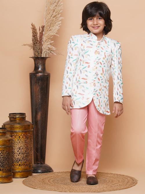 Boys Peach Indo Western Sherwani Set