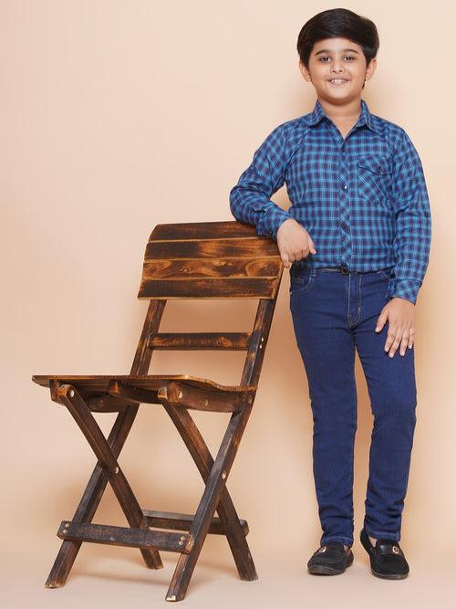 Kids Navy Blue Shirt and Jeans Clothing Set For Boys